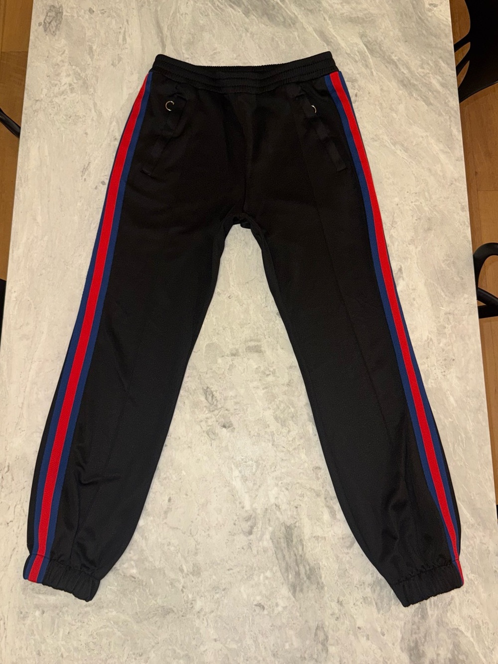 Gucci Vintage Black Logo Stripe Track Pants